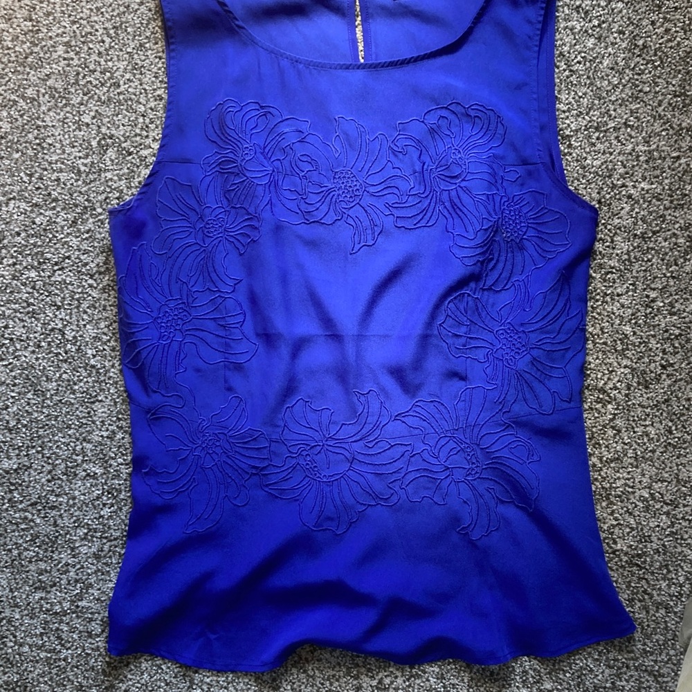 Ann Taylor Royal Blue Floral Tank Top